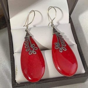 STERLING RED ACRYLIC EARRINGS